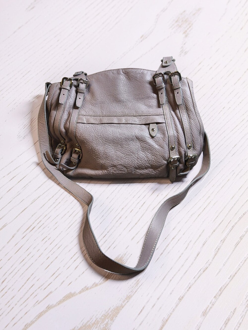 Preloved Lavender Soft Pebbled Leather Crossbody Purse